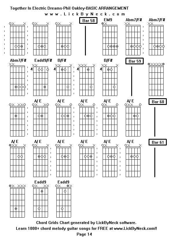 Chord Grids Chart of chord melody fingerstyle guitar song-Together In Electric Dreams-Phil Oakley-BASIC ARRANGEMENT,generated by LickByNeck software.